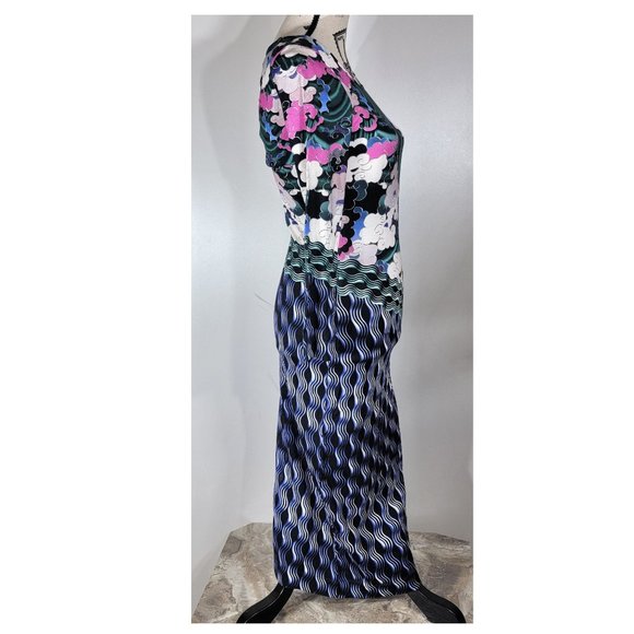 Mary Katrantzou Cloud Print Long Sleeve Jersey Bodycon Midi Dress Size XS - Picture 3 of 7